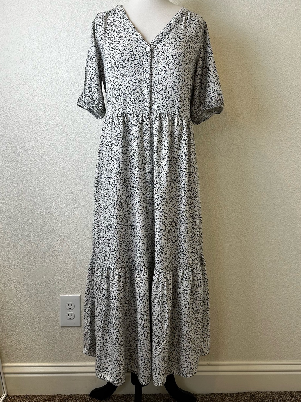 Sonoma Black and White Dotted Maxi Dress